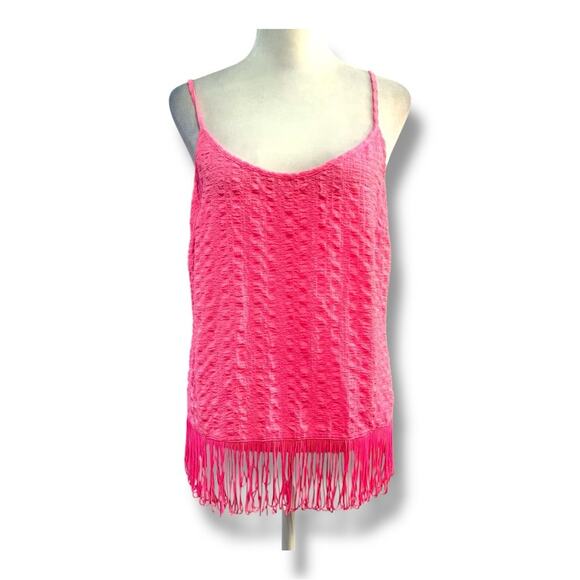 LILLY PULITZER Hot Pink  Sleeveless Camisole with Fringe Hem SZ S - Picture 2 of 11